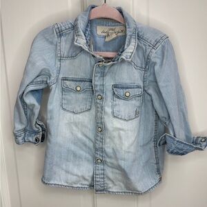 L.O.G.G. 6-9M Unisex Denim Long Sleeve Shirt Blouse